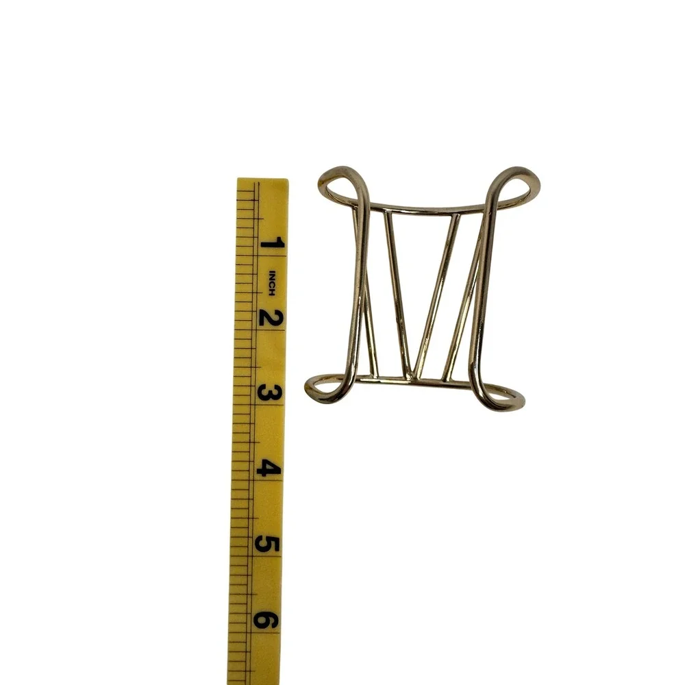 Gold Tone Geometric Cage Cuff‎ Bracelet Architectural Open Back Statement Y2K
